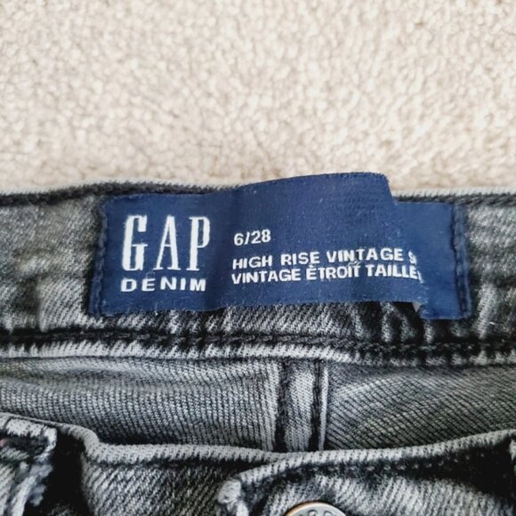 Gap High Rise Button Fly Retro Vintage Slim Straight Grey Jeans 28 - Picture 6 of 10